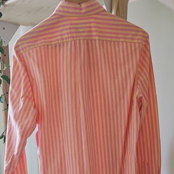 J Crew Broken-In Classic Oxford Shirt Washed Pink and Orange Stripe S New - Picture 2 of 8